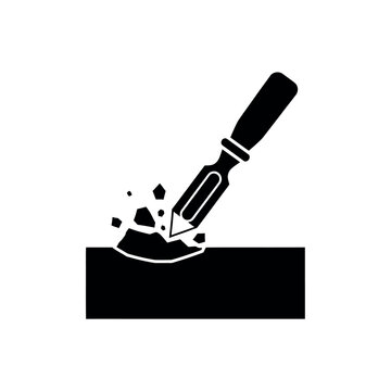 Chisel Carving Stone Icon.