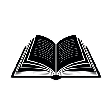 Open Book Silhouette Vector Illustration.