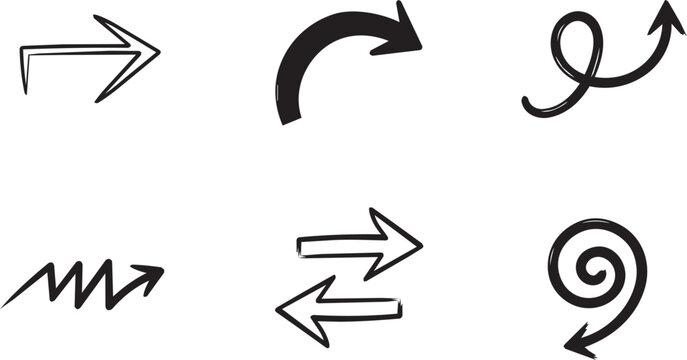 Black and white of arrows, loops, and brackets in a minimalist style