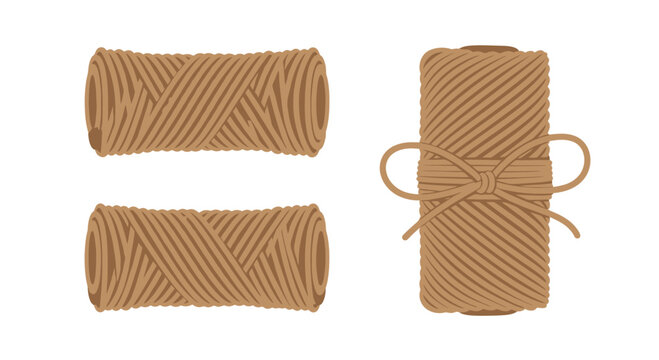 Brown Twine Spools and Tied Bundle