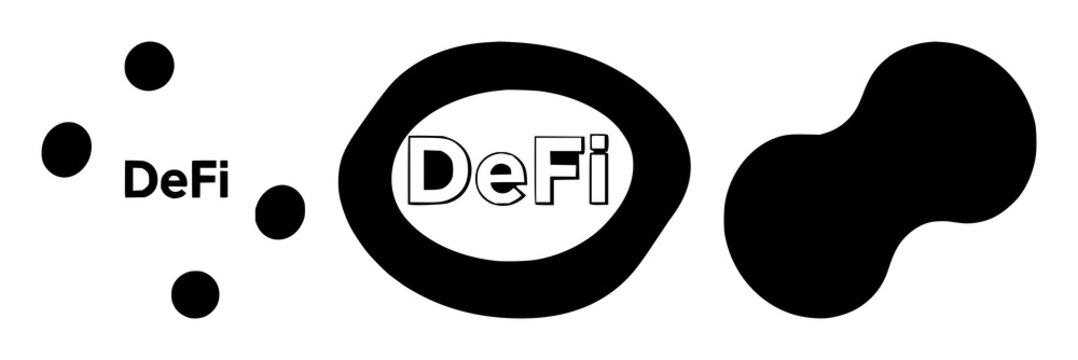 DeFi icon set with solid black icon on white background featuring decentralized finance, blockchain, crypto with digital currency and token
