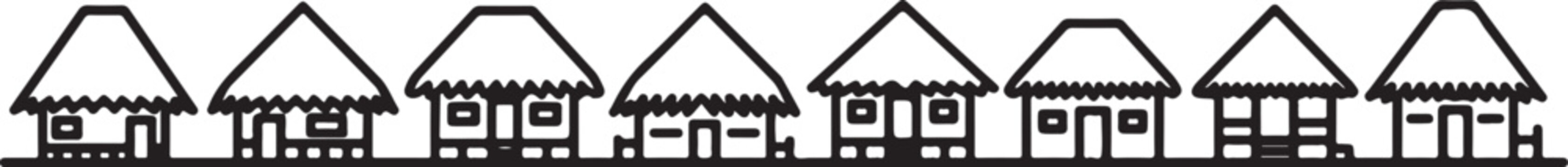 A quaint village scene with distinct rooftops and chimneys Vector