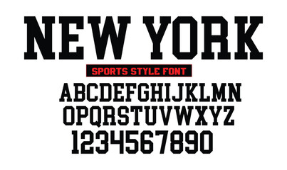 Obraz premium Athletic Sports Font Alphabet and Numbers in Collegiate Varsity Block Style for Team Jersey