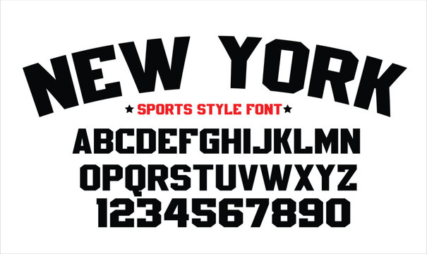 Arched Athletic Font Alphabet and Numbers in Collegiate Varsity Block Style for Team Jersey