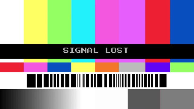 Classic television test pattern with 'SIGNAL LOST' message, showing broadcast interruption