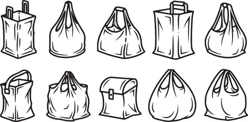 Assorted handbag sketches on a plain background Vector © rohan