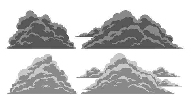 Pixel Art Clouds Collection: Dark Stormy and Light Cumulus Formations