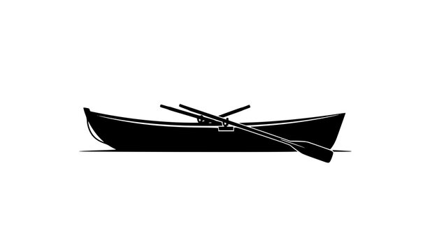 Bote de remos silueta vector minimalista negro