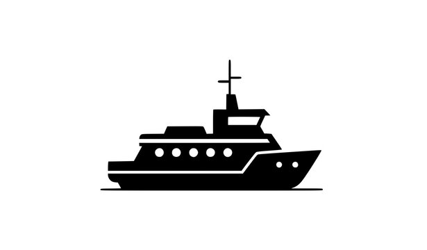 Icono ferry vector minimalista barco mar&iacute;timo negro