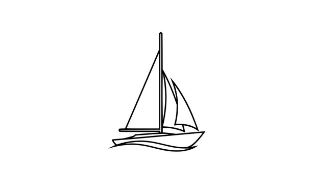 Barco velero line art icono vector mar&iacute;timo minimal