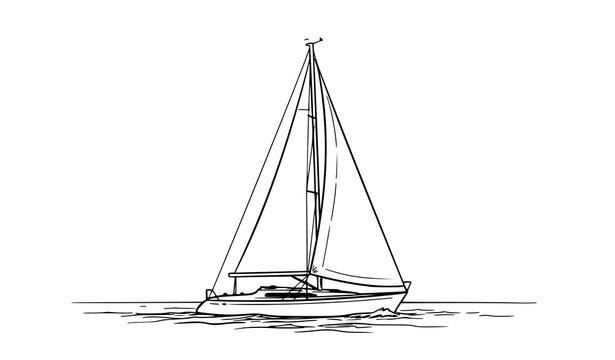 Velero boceto dibujado a mano vector agua ondulada