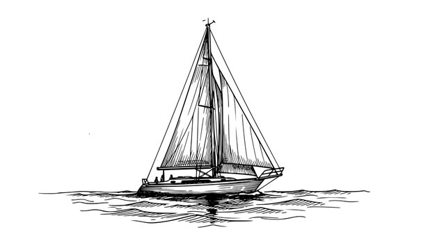 Velero sketch vector ilustraci&oacute;n n&aacute;utica dibujo mano