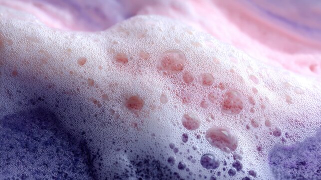 Close up of multicolored thick foam with visible bubbles creating abstract texture