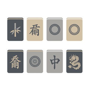 Mahjong Tiles Collection: Bamboo, Dragon, Chinese Characters, Circles