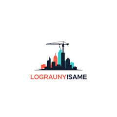Fototapeta premium City Skyline with Construction Crane Tower.
