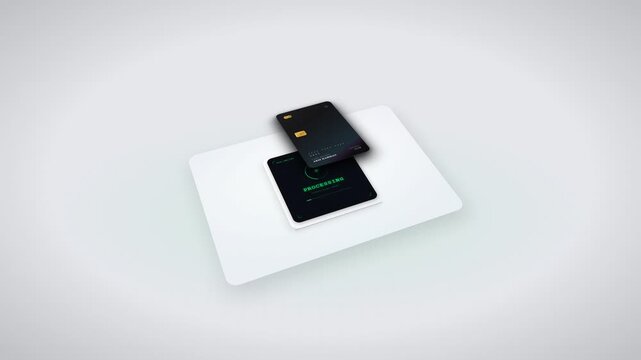 Smartphone payment processing animation, dynamic mobile transaction with glowing interface on white background, seamless loop for digital finance and e-commerce, symbolizing secure online payment