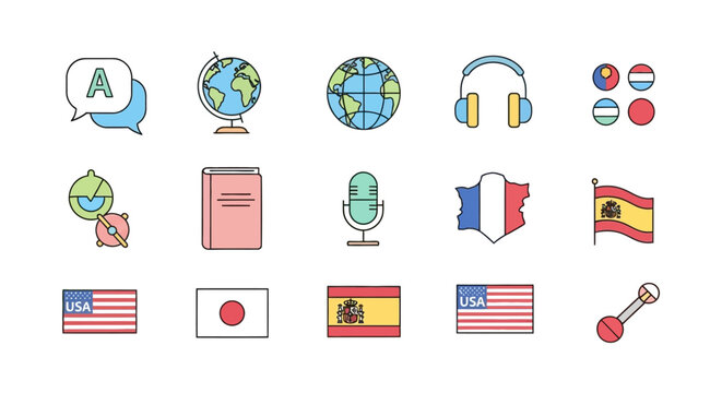 Flags and symbols of countries icons.