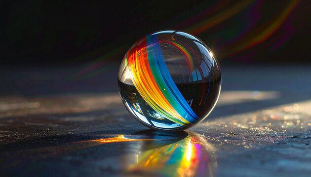 Transparent sphere with colorful refraction