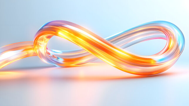 Infinity loop glowing neon abstract 3d render light trail glass gradient
