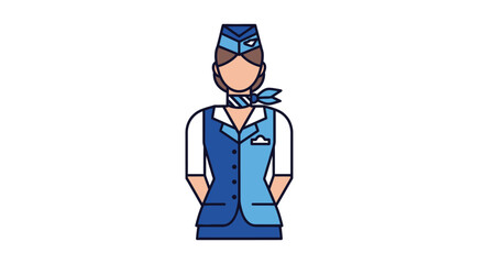 Fototapeta premium Illustration of a female flight attendant.