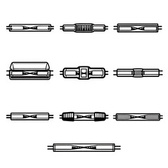 Fototapeta premium resistor electronic symbol icons set black and white