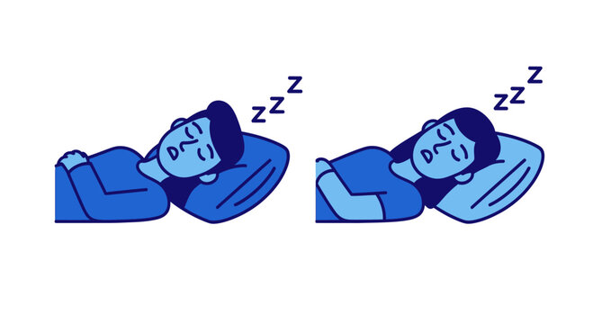 Couple Sleeping Peacefully on Pillows, Zzz Symbolizing Deep Sleep