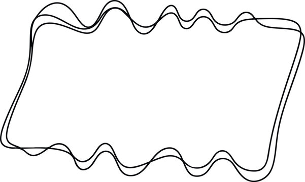 Abstract Hand-Drawn Wavy Rectangle Frame Vector Illustration - Irregular Border with Simple Outline Design