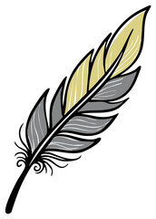 Fototapeta premium Artistic Feather Illustration with Gray and Golden Yellow Tones