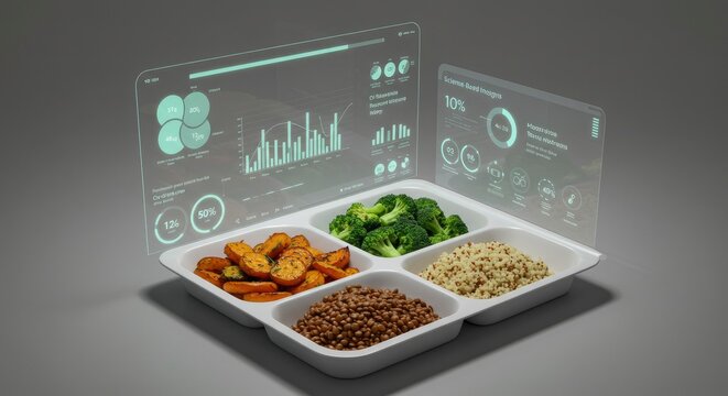 Healthy Meal with Futuristic Data Visualization