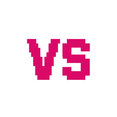 Obraz premium Pixelated Pink VS Letters on White Background, Retro Gaming Style