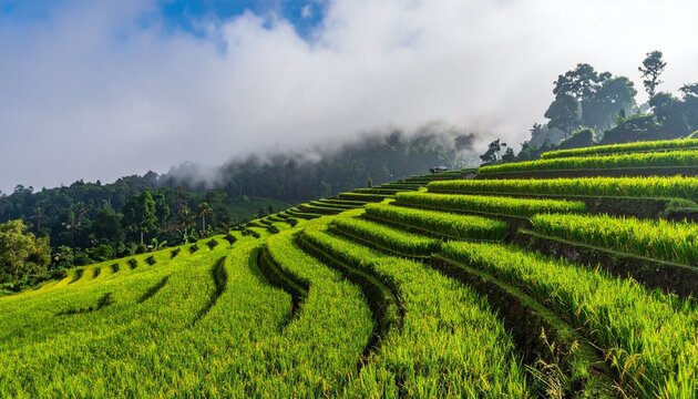 Green rice terraces landscape