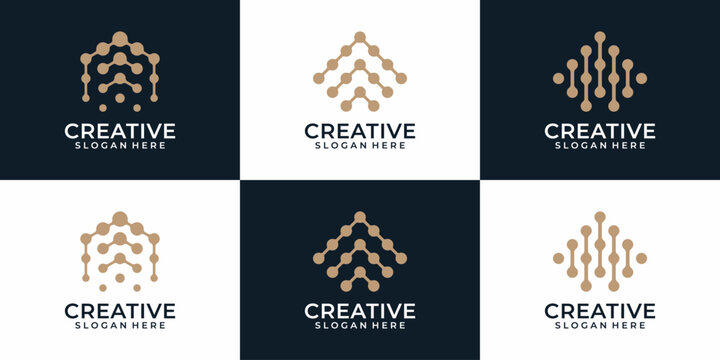 Set of modern circle line letter a logo design vector logo design