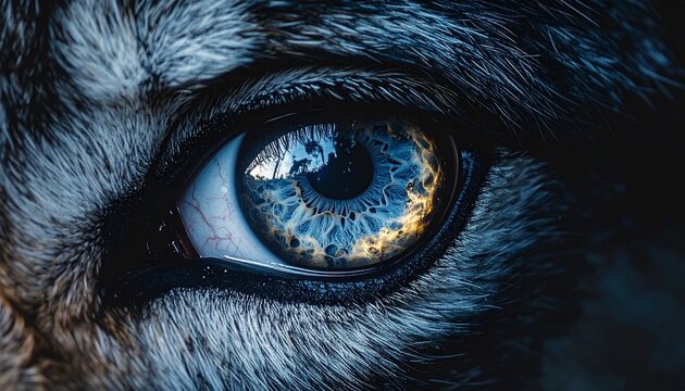 Close-up of a Wolfs Blue Eye.