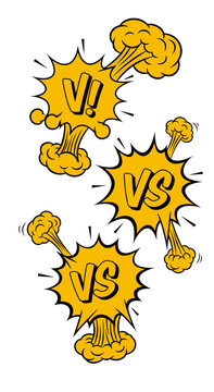 Versus Battle Comic Explosion Bubbles with VS Text