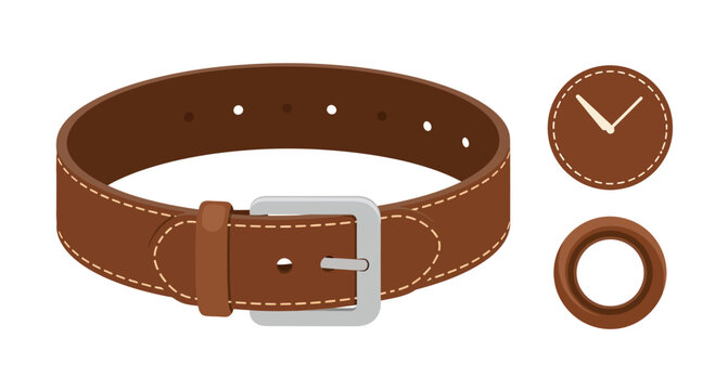 Brown Leather Belt and Watch Face Icons