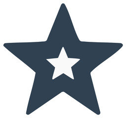 Fototapeta premium A dark blue star with a smaller white star inside. A simple, flat icon representing favorites, rating, or achievement.