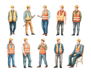 Fototapeta premium Happy Labor Day Watercolor Illustration, Workers Celebration Design, International Labor Day Concept Isolated on White Background