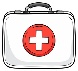 Obraz premium First aid kit with red cross symbol for medical emergencies and health care supplies.