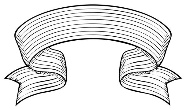 Hand-drawn empty banner with flowing ribbons and parallel line texture