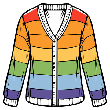 Colorful rainbow cardigan sweater illustration