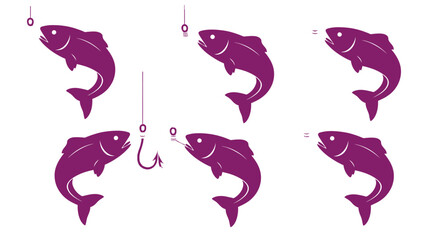 Obraz premium Fish Hooked on Bait: Concept of Temptation, Fishing, and Deception