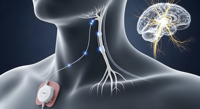 Anatomical illustration of the vagus nerve stimulation therapy