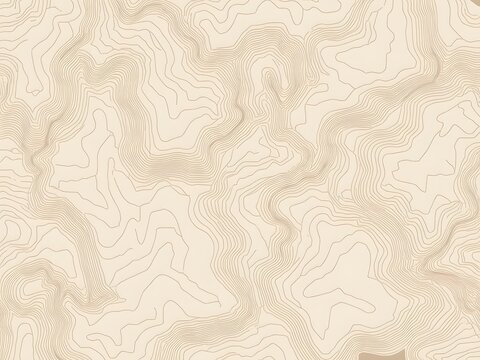 Topographic map lines creating a beige and cream abstract pattern, viewed from directly above.