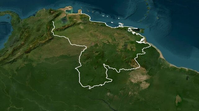 Animated 3D map of the South American state of Venezuela with its capital Caracas 00:15