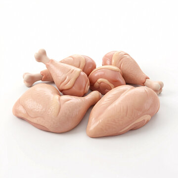Morceaux de poulet cru pr&ecirc;ts pour pr&eacute;paration culinaire