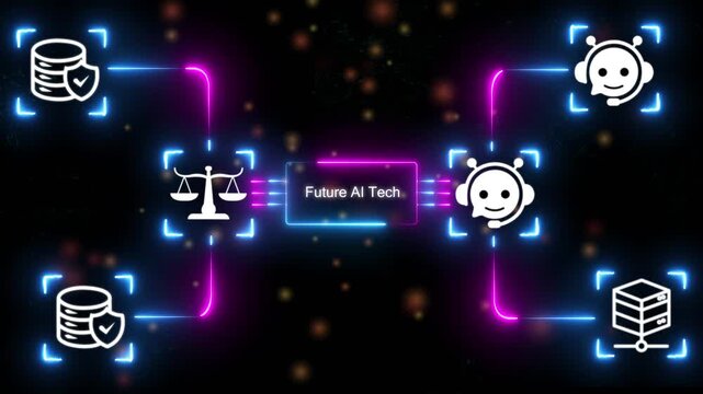 Future AI Tech Concept with Glowing smart business solutions ai chatbot data security future ai tech.