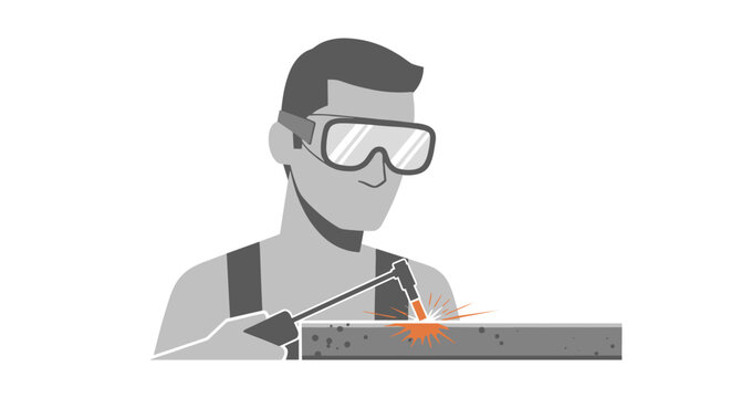 Man wearing safety glasses welding.