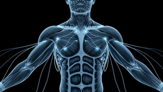 Human Body Anatomy Showing Nervous System Network
