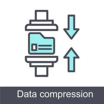 Data Compression Blue Vector Icon On White Background
