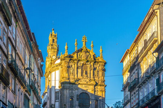 Sunset view of Porto's historic district featuring the Porto Cathedral , Portugal